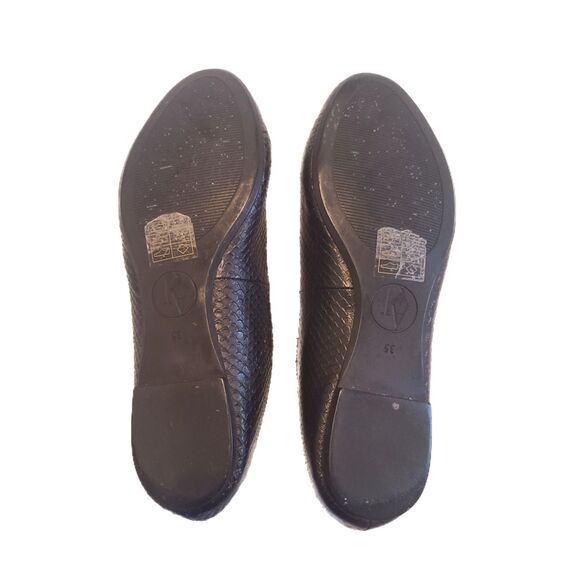 Armani | Ballerine Black Leather Snakeskin Ballet Flats w/ Box, EU Size 35, EUC - Picture 8 of 11